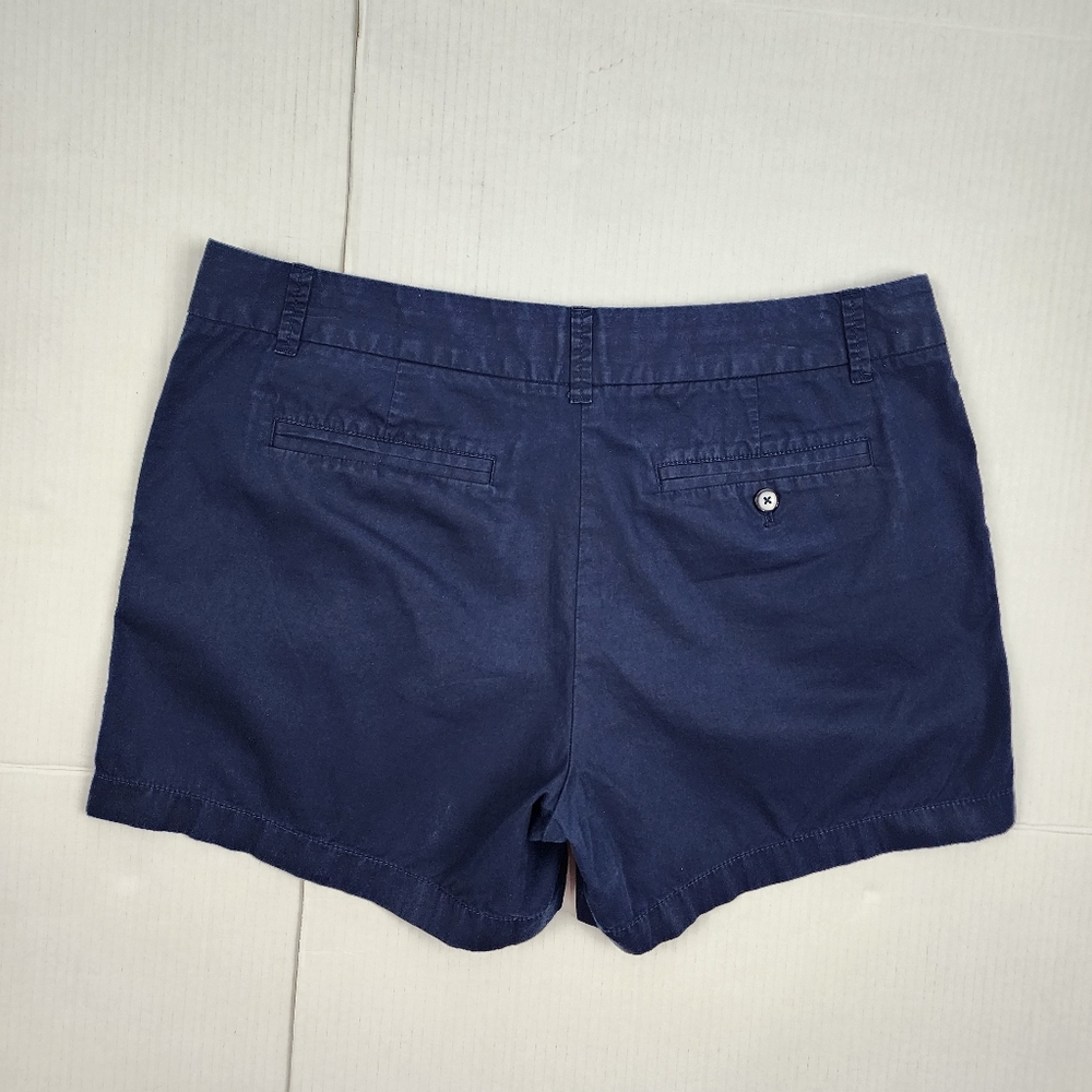 J. Crew Factory Navy Blue Cotton Shorts Size 12 Chino Broken-in Shorts - Picture 3 of 8